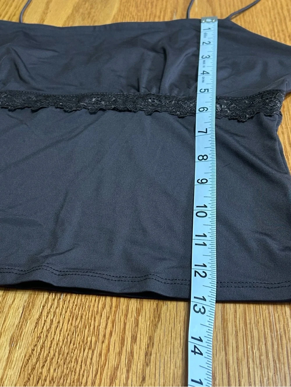❤️5 FOR $25❤️ Brown Satin Look Cropped Cami Lace Trim Spaghetti Strap Size M - Picture 8 of 9